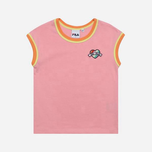 Fila Candy Crew Neck Sleeveless Girl's T-Shirts - Pink,NZ 912-69541